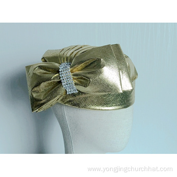 Women's Metallic Fabric Covered Church Hats